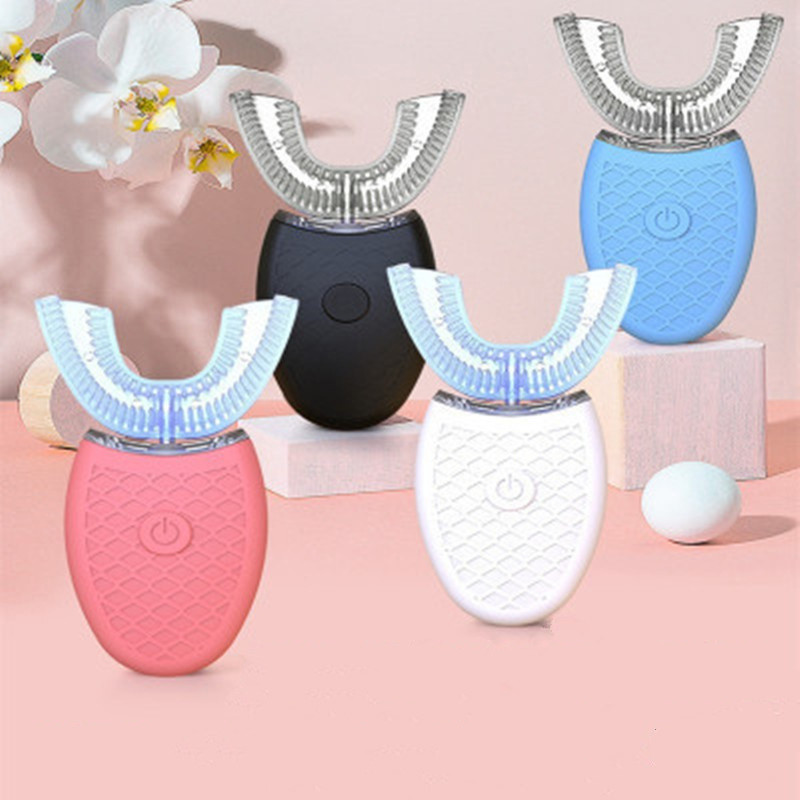 360 Degrees Intelligent Automatic Sonic Electric Toothbrush U Type Tooth Brush USB Charging Tooth Teeth Whitening Blue Light Teeth Whitener