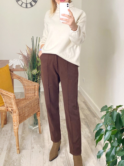 Women's Pants Capris Winter Thick Warm Loose Harem Suit Thermal Brown Beige Wool Long for Women High Waisted Trousers Casual 230325