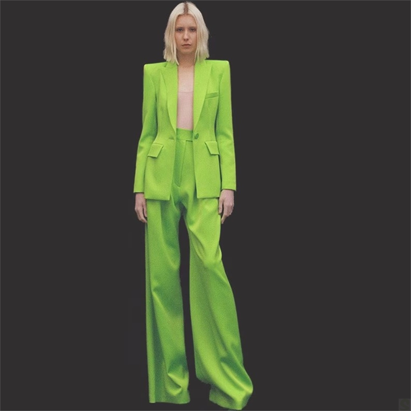 Spring Green Tailored Women Pants Suits Loose Leisure Celebrity Lady Customization Prom Formal Guest Wear For Wedding 2 Pieces