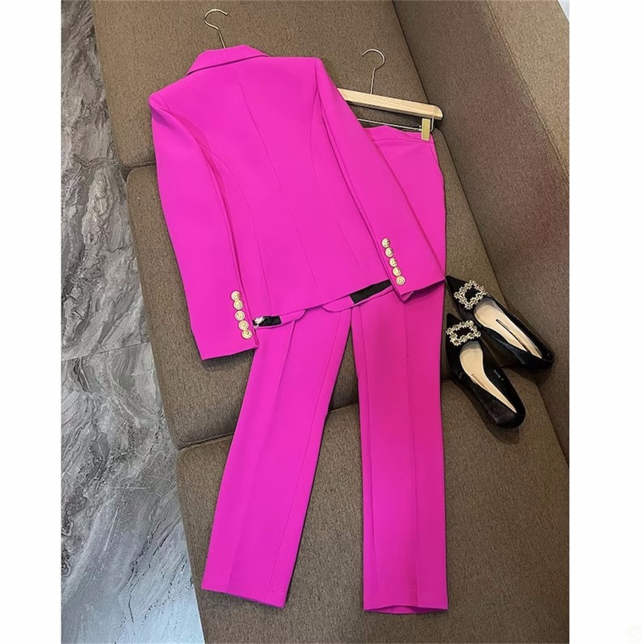 Summer Hot Loose Pants Suits For Wedding Slim Fit Women Sexy Long Sleeve Trousers Set 2 Pieces 6660306