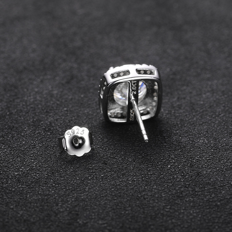 0.5CT 1CT 2CT Diamond Earrings 925 Sterling Silver Bling Moissanite Studs Earrings Jewelry for Men Women Nice Gift