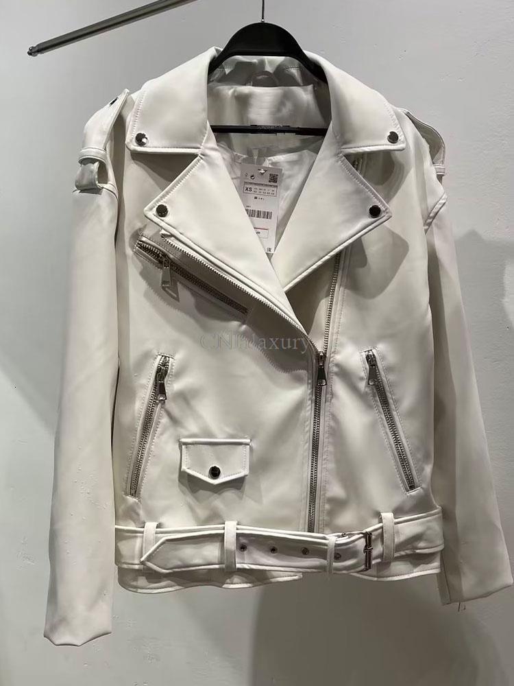 Women's Jackets CNlalaxury 2023 Faux Leather Jacket Women Casual PU Loose Motorcycle Outwear Female Streetwear Oversized Coat Korean Chic Spring 