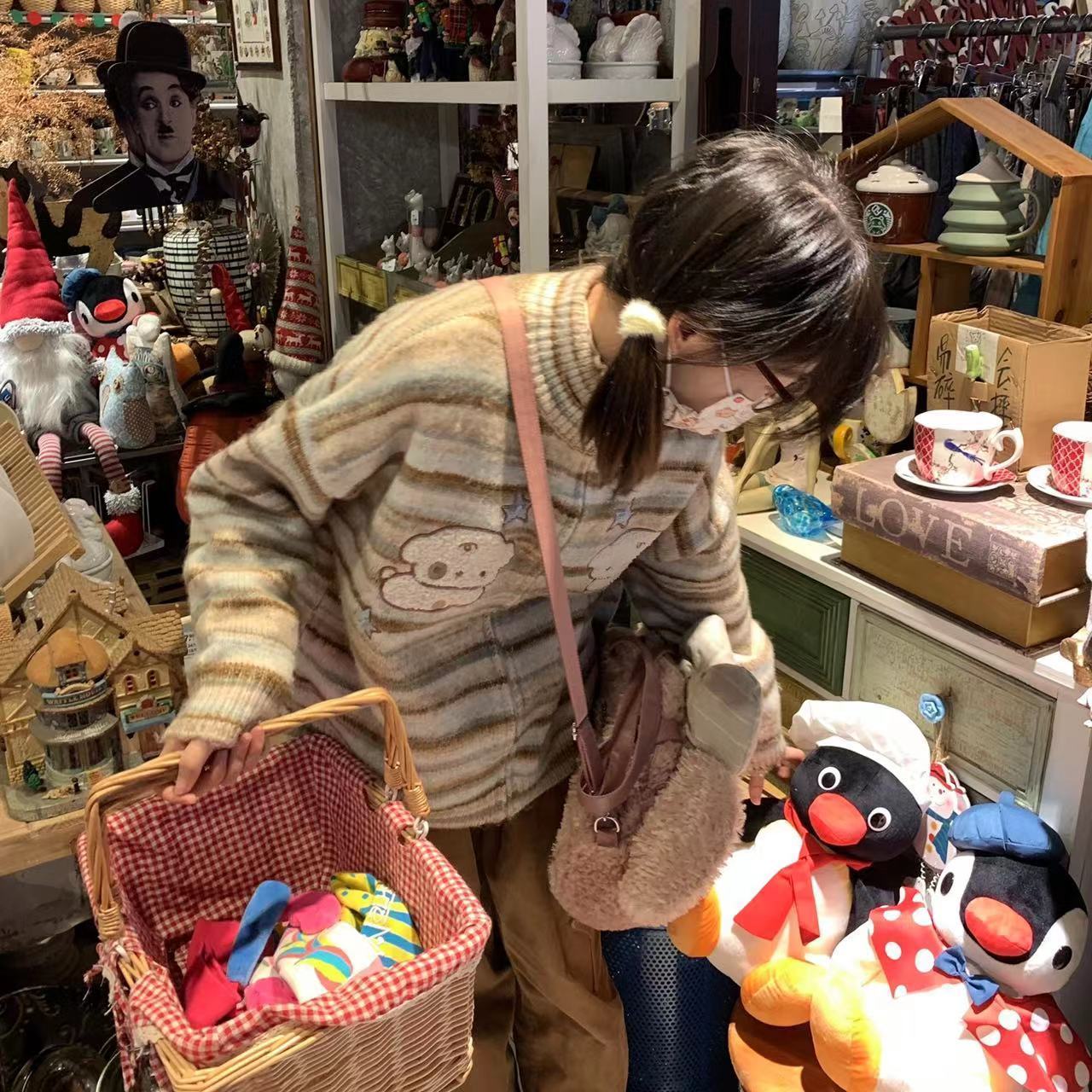 Women's Knits Tees Harajuku Knitted Cardigan Femme Striped Autumn Zipper Y2k Aesthetic Japanese Kawaii Dog Embroidery Womens 230324