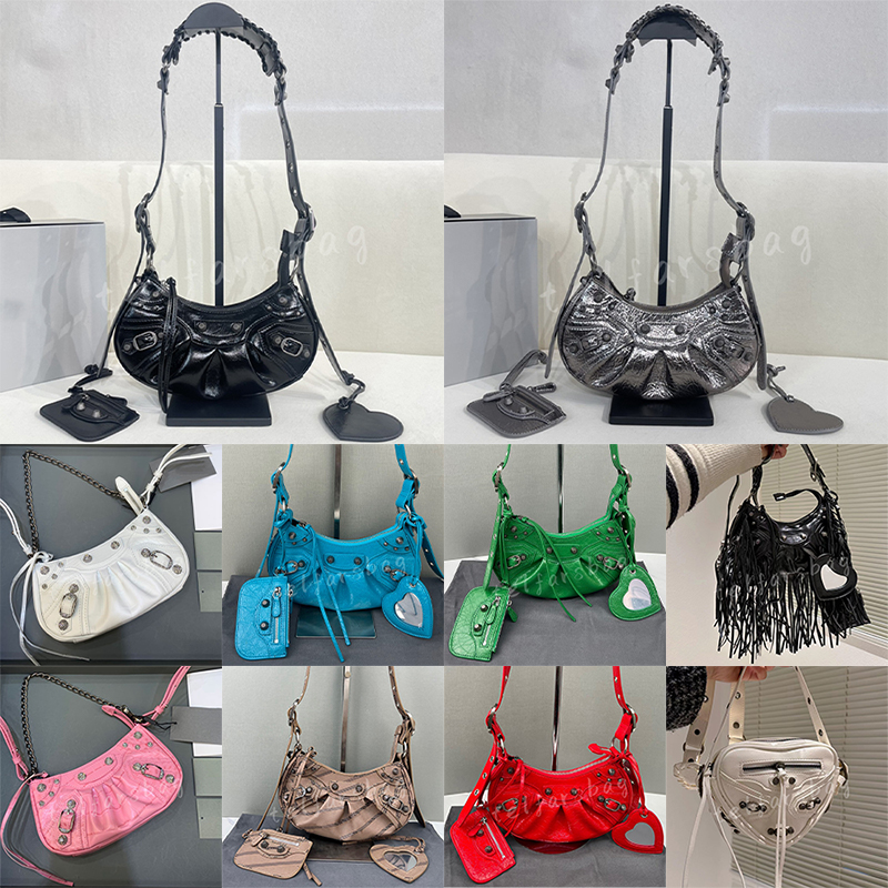 Le Cagole Shoulder Bag Motocycle Chain Crocodile Embossed Purse Black Pink White Women Men Arena Crossbody Handbag Luxury Designers Leather Underarm Clutch Bag