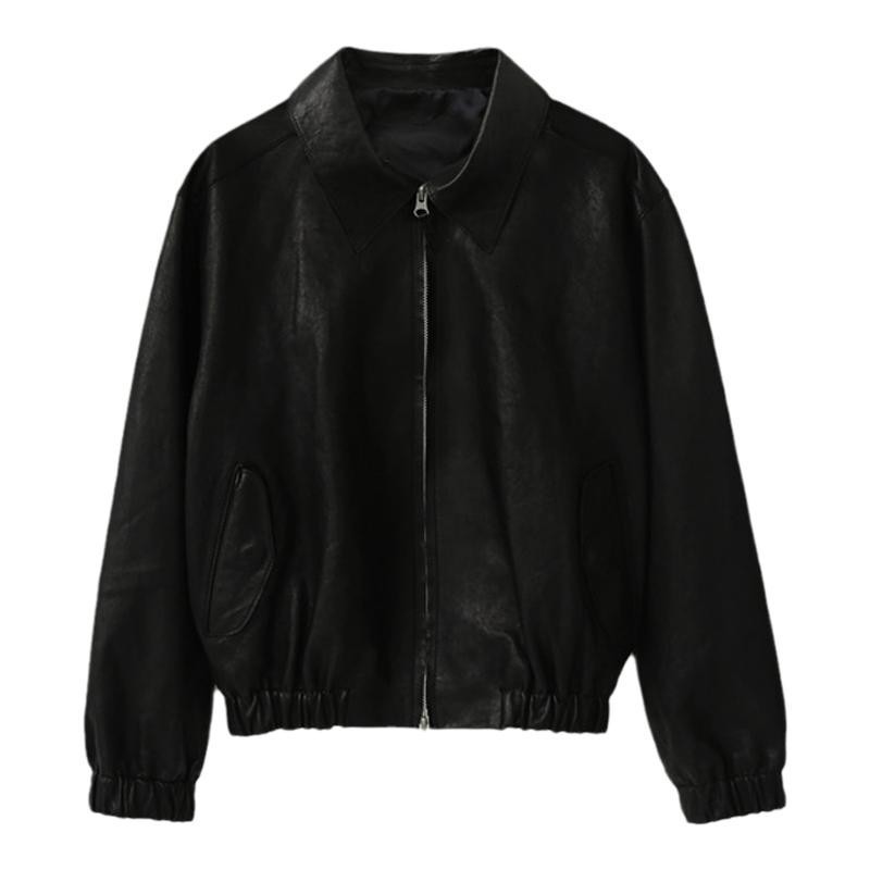 Women's Jackets Small leather coat small black short jacket in spring 2023 230324