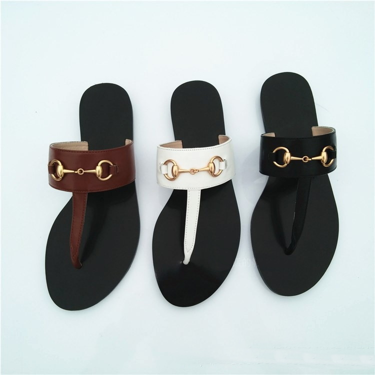 Woman Sandals flip flops for women High quality Stylish Slipper Cowhide Fashion Classics Sandal Slipper Flat shoes Slide Eu 35-43