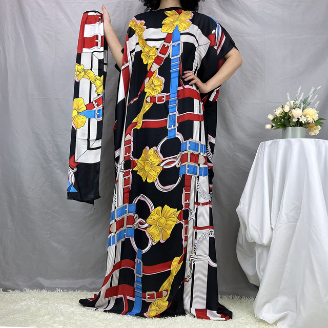 Ethnic Clothing Style Muslim Abaya Oversize African Women Clothing Dubai Dashiki Free Size Casual Floral Dresses Loose Long Dress Vintage 230325