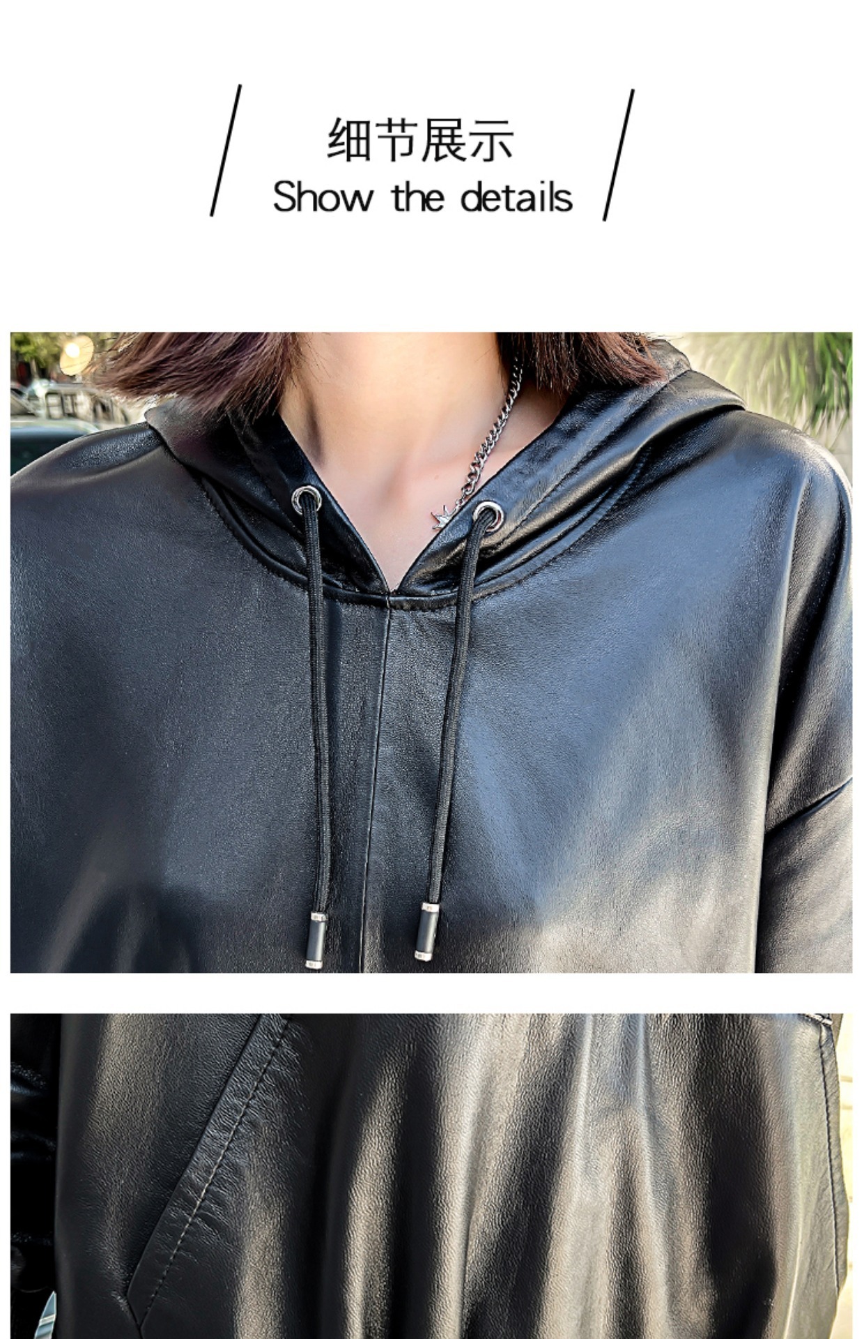 Women's Jackets Spring Autumn Black Long Sleeve Loose Leather Hoodies Man Women Y2k Clothes Pullover Coat Casual Pu MXXXL 230324