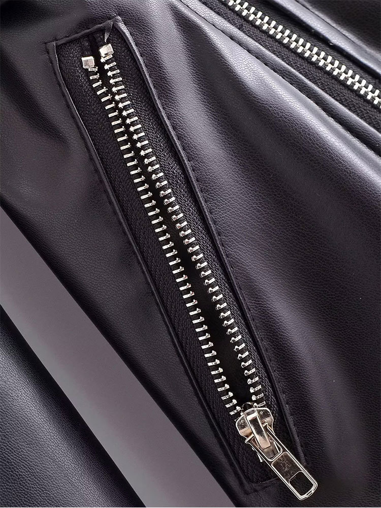 Women's Jackets TELLHONEY Women Fashion Lapel Collar With Belt Front Zipper Faux Leather Jacket Female Long Sleeves Pockets Dress Outfits 230324