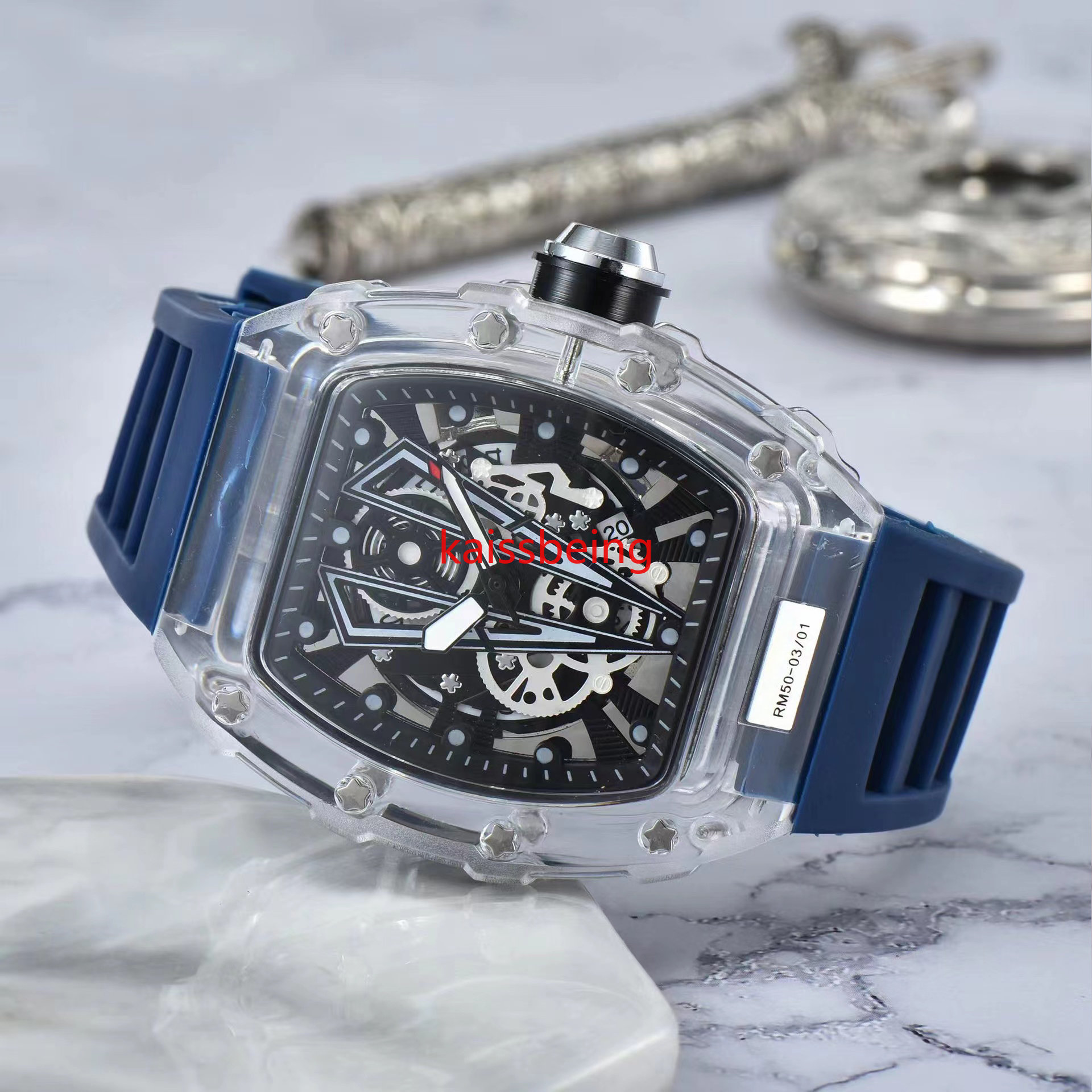Men's watch transparent hollow design adjustable calendar small movement sports trend watch business quartz women's watches, Box
Men's watch transparent hollow design adjustable calendar small movement sports trend watch business quartz women's watches, Box