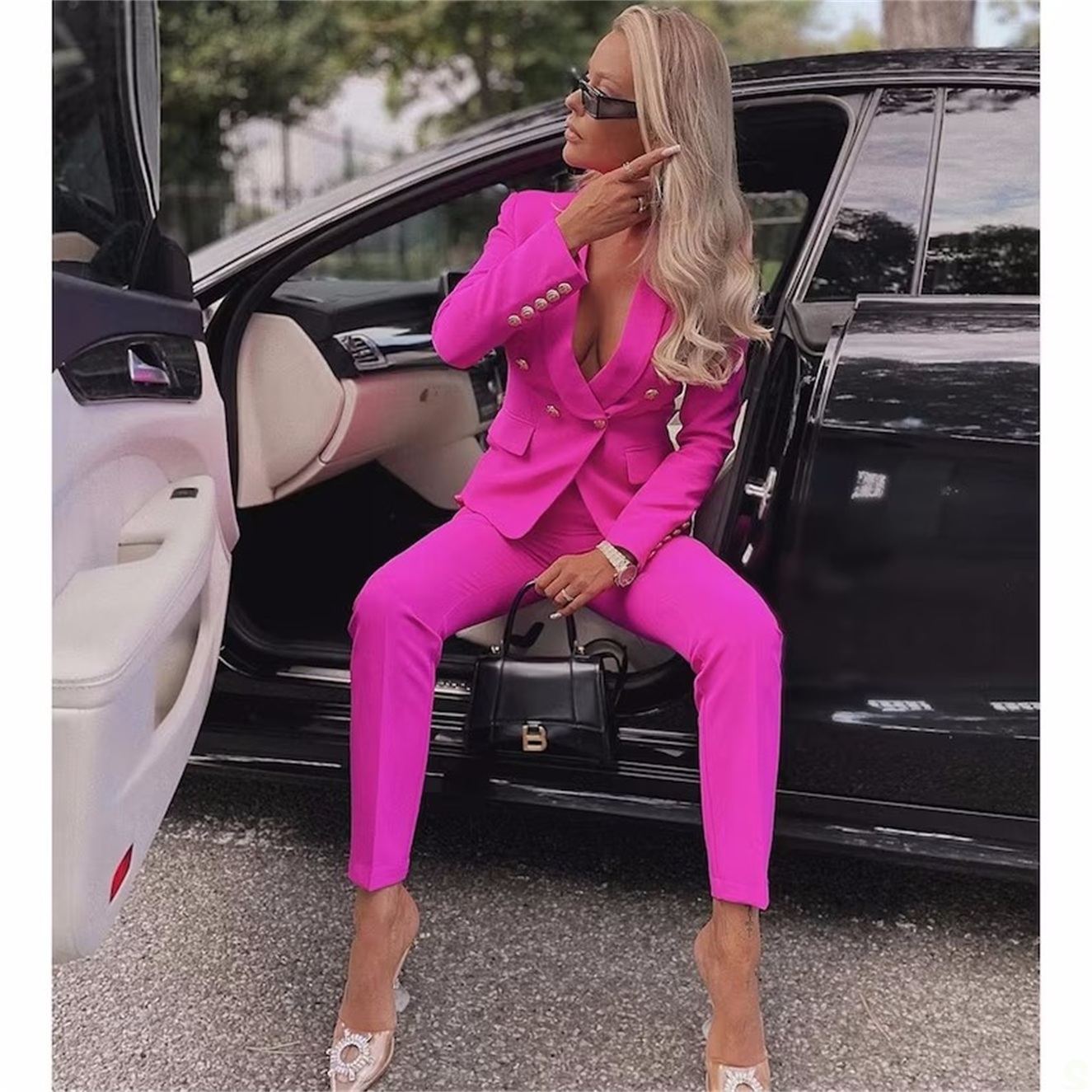 Summer Hot Loose Pants Suits For Wedding Slim Fit Women Sexy Long Sleeve Trousers Set 2 Pieces 6660306