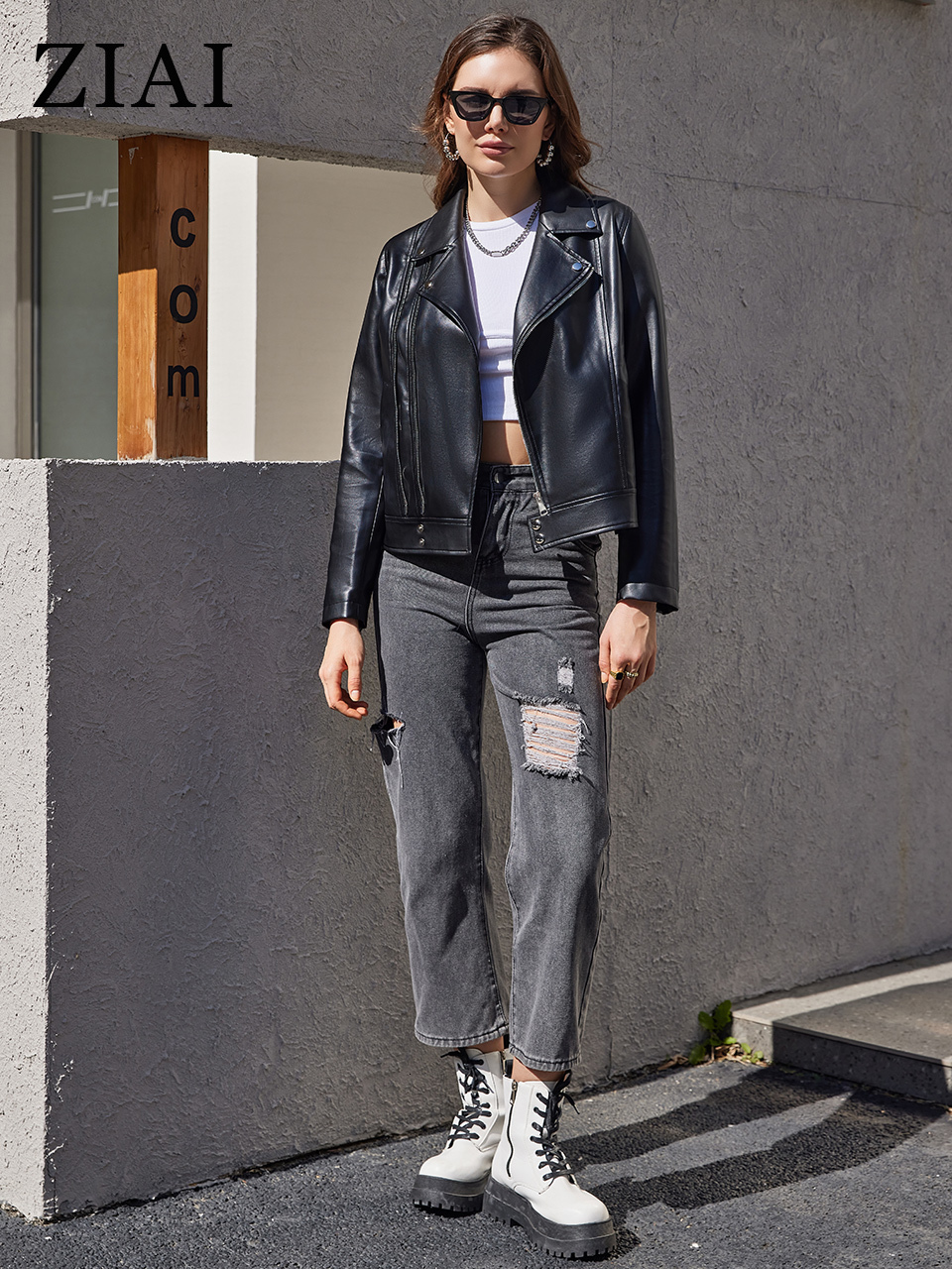 Women's Jackets ZIAI Spring Women Faux Leather Jacket Casual PU Loose Motorcycle Female Streetwear Oversized Korean Coat ZP30040 230324
