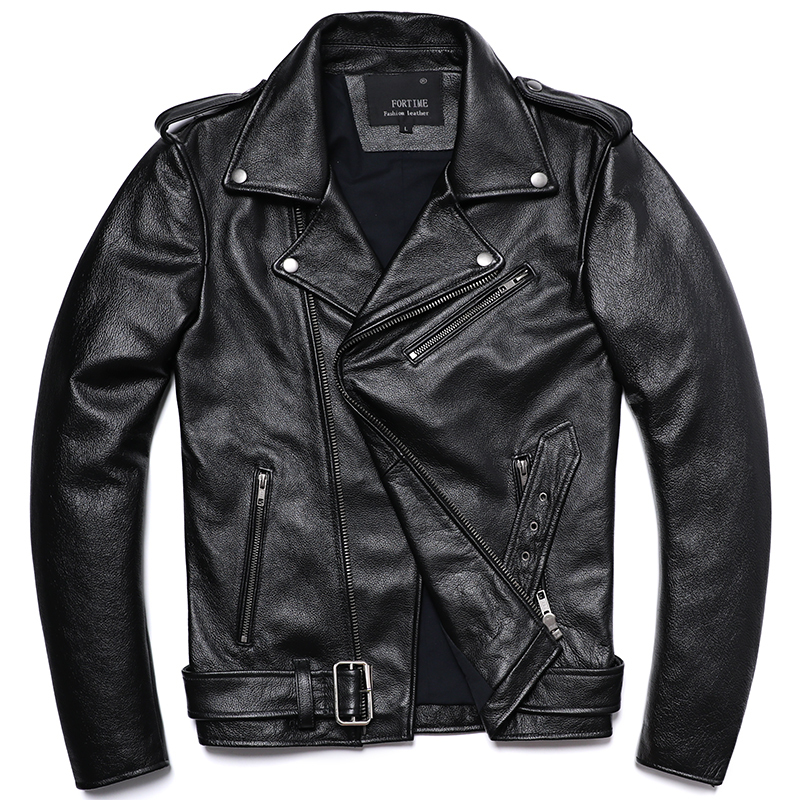 Men's Leather Faux Classical Motorcycle Jackets Men 100 Natural Cowhide Thick Moto Winter Biker Clothes Slim Coats M192 230324