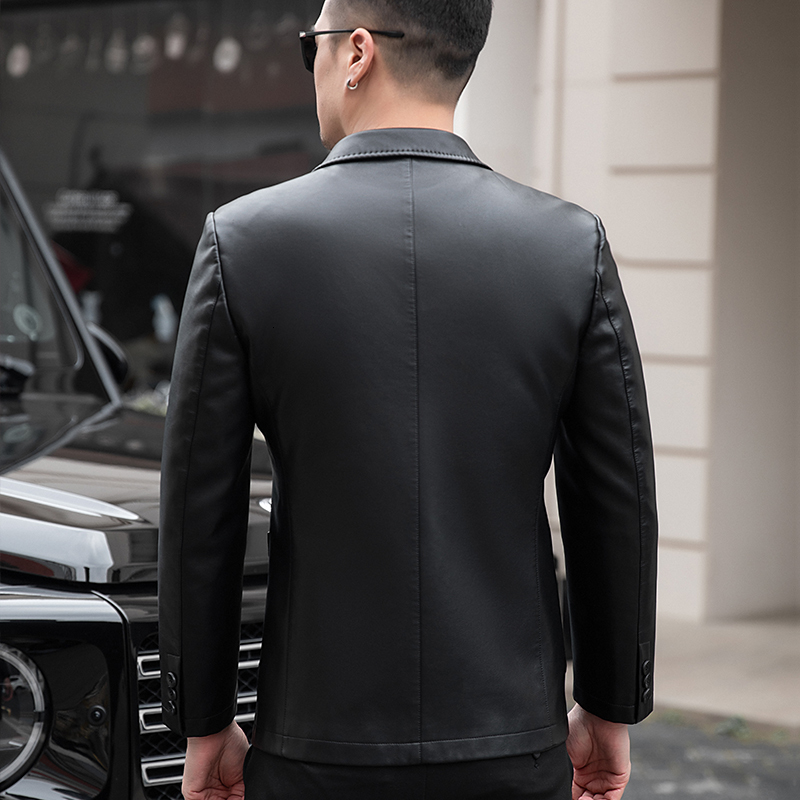 Men's Leather Faux YN2262 Natural Sheep Casual Suit Jacket Slim Spring and Autumn Thin Section Black Brown 230324