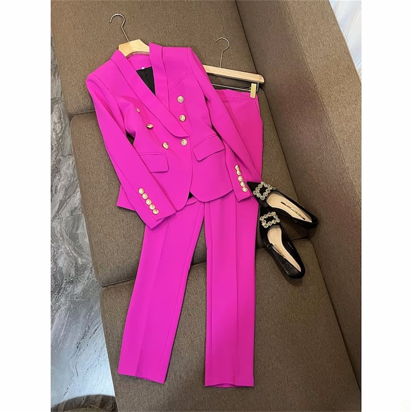 Summer Hot Loose Pants Suits For Wedding Slim Fit Women Sexy Long Sleeve Trousers Set 2 Pieces 6660306