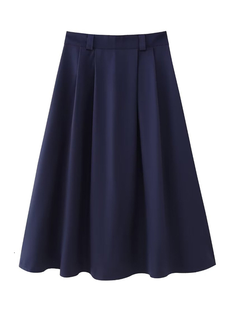 Two Piece Dress TRAF Women Fashion Front Button Blazer Coat And High Waist Back Zipper Pleated Midi Skirt Female Sets Mujer 230324