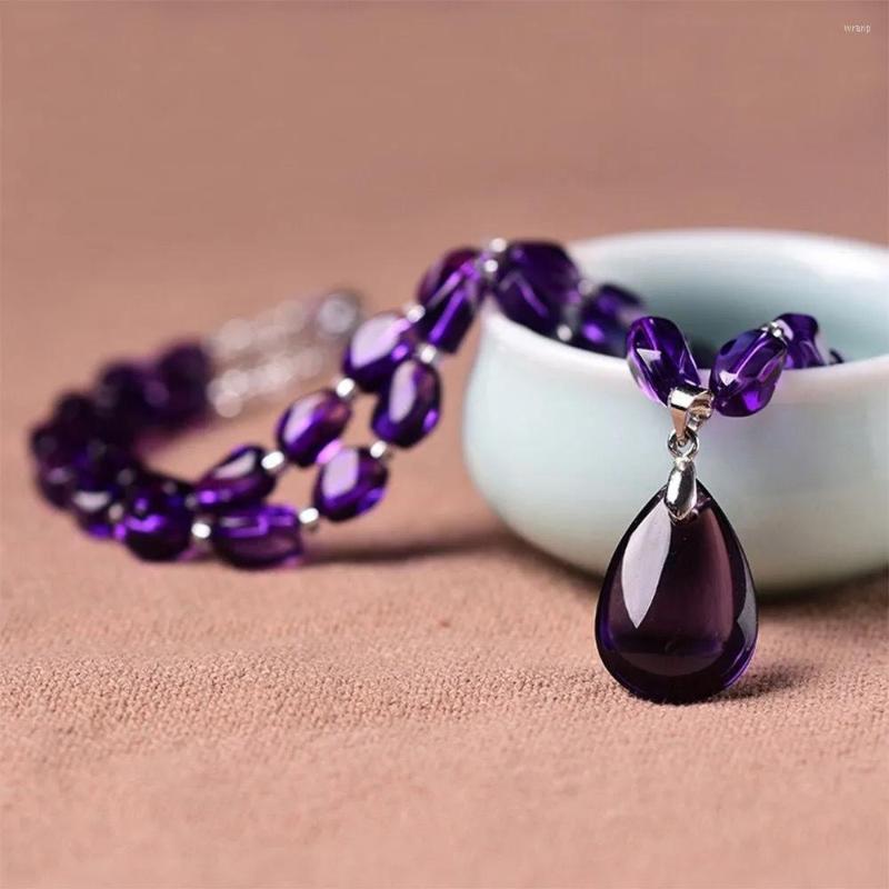 Pendant Necklaces Amethyst Elegant Water Drop Shaped Necklace For Women Temperament Gemstone Jewelry Weddings Gift
Pendant Necklaces Amethyst Elegant Water Drop Shaped Necklace For Women Temperament Gemstone Jewelry Weddings Gift