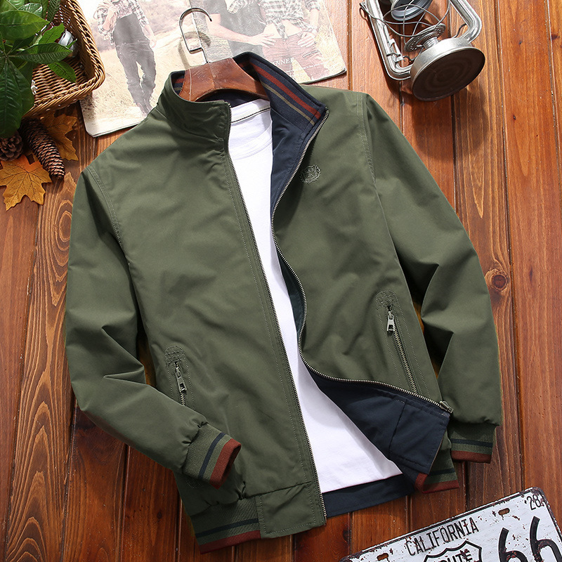 Men's Jackets Spring Autumn Jacket for Men Reversible Coat Stand Collar Casual Jacket 230325