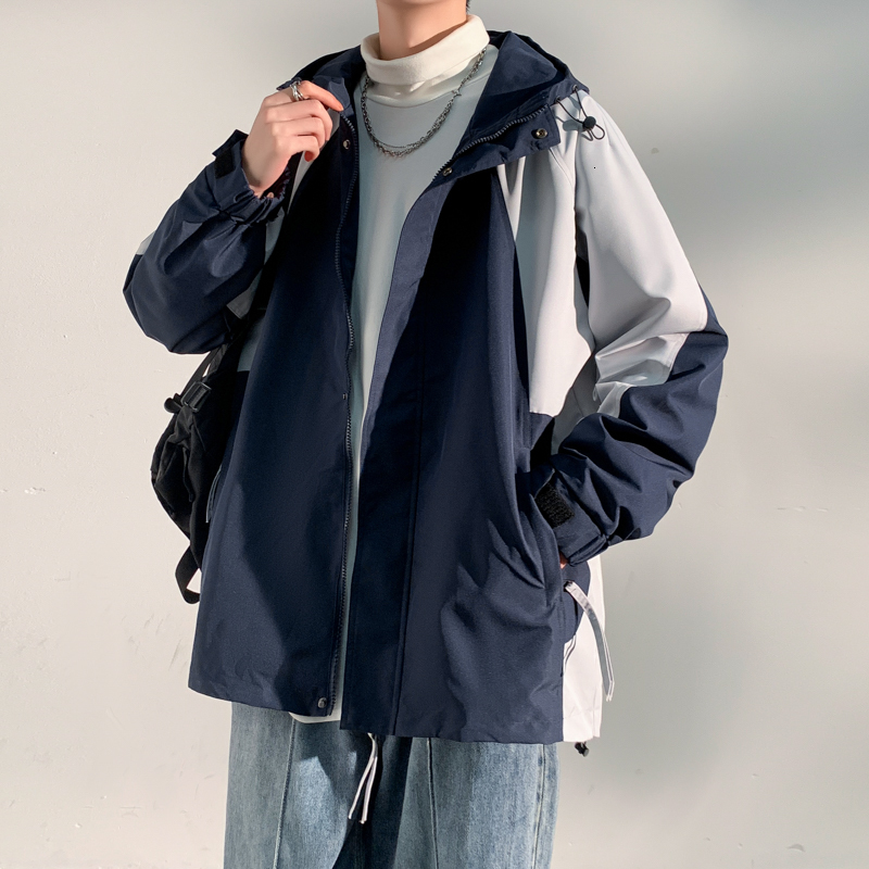 Men's Jackets Men Streetwear Loose Zipper Hoody Jacket Windbreaker Harajuku Black Khaki Hipster Cargo Outwear Coats 230325