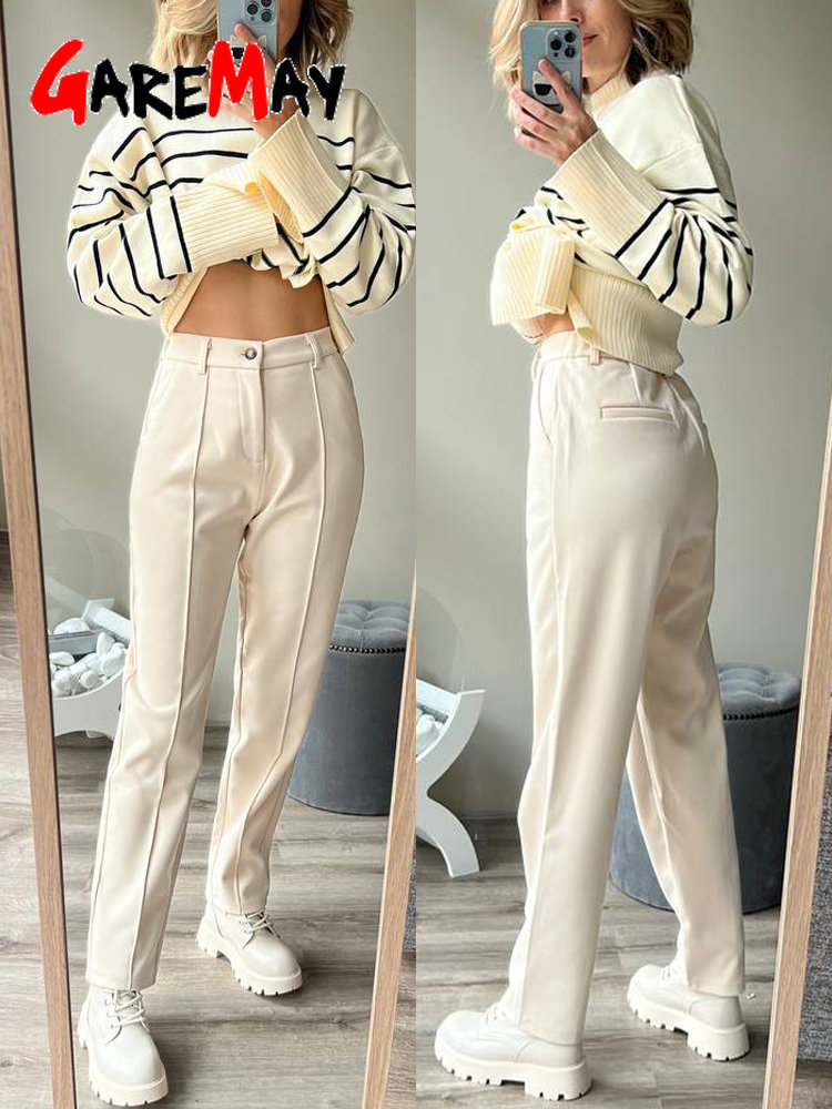 Women's Pants Capris Winter Thick Warm Loose Harem Suit Thermal Brown Beige Wool Long for Women High Waisted Trousers Casual 230325