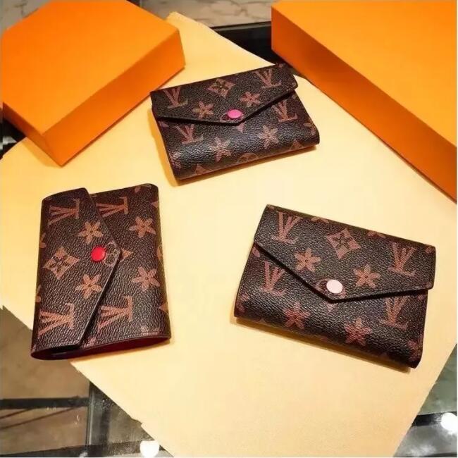 L152 Top quality women original box purses luxury real leather multicolor short wallet Card holder classic zipper pocket designer louiseity viutonity wallets