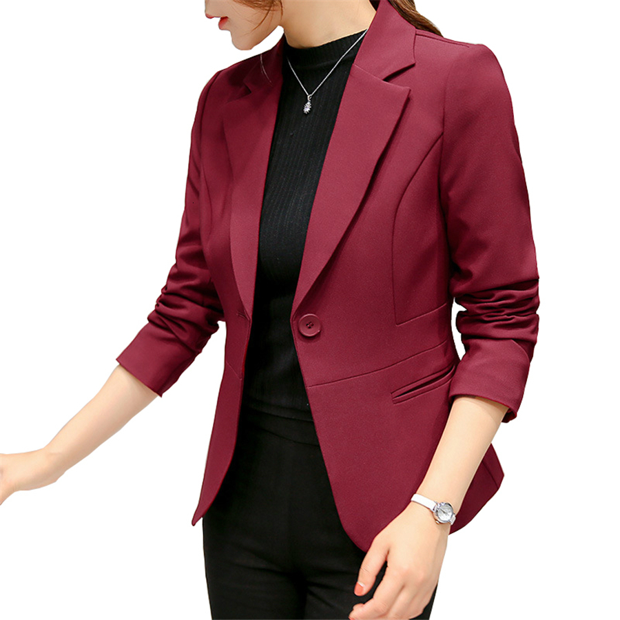 Women's Suits Blazers Black Women Formal Slim Lady Office Work Suit Pockets Jackets Coat Female Wine Notched Femme 230325
