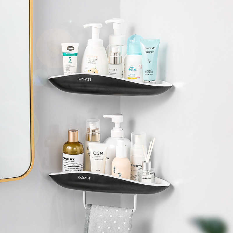 No-Punch Bathroom Storage Holders Shelf Bathroom Toilet Wall Mounted Corner Towel Rack Bathroom Vanity Triangular Storage Rack