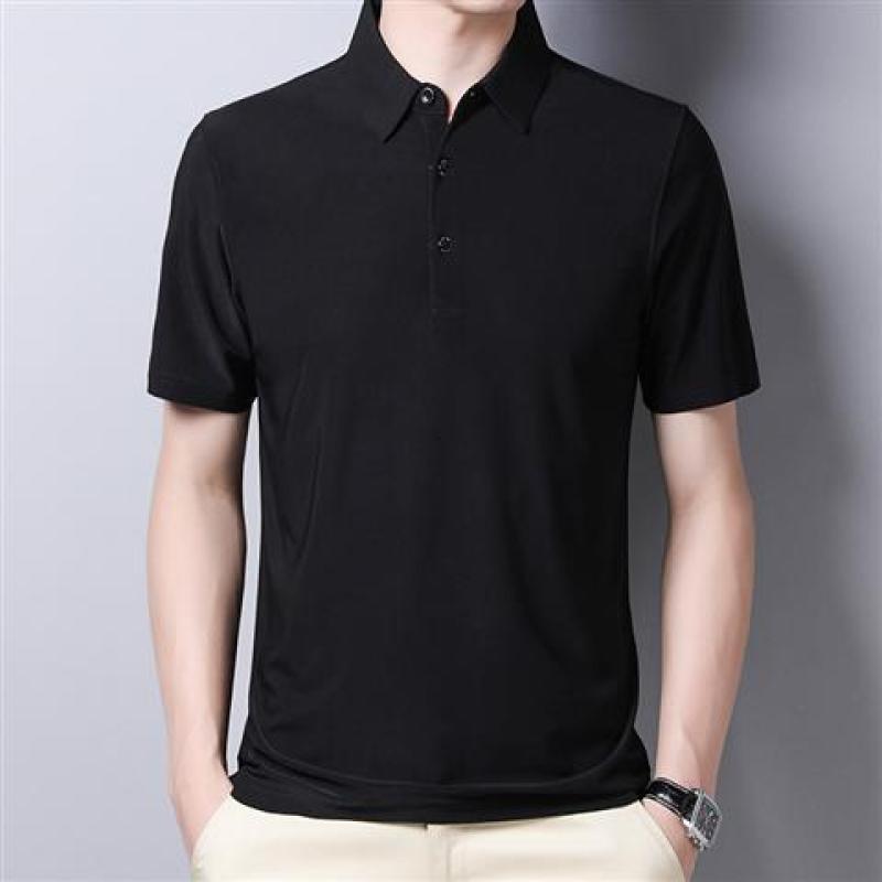 Men's Polos Summer Short Sleeved T-shirt Men's Turn-down Collar Cool Top Ice Silk Light Cotton Breathable POLO Clothing Button Pullovers 230