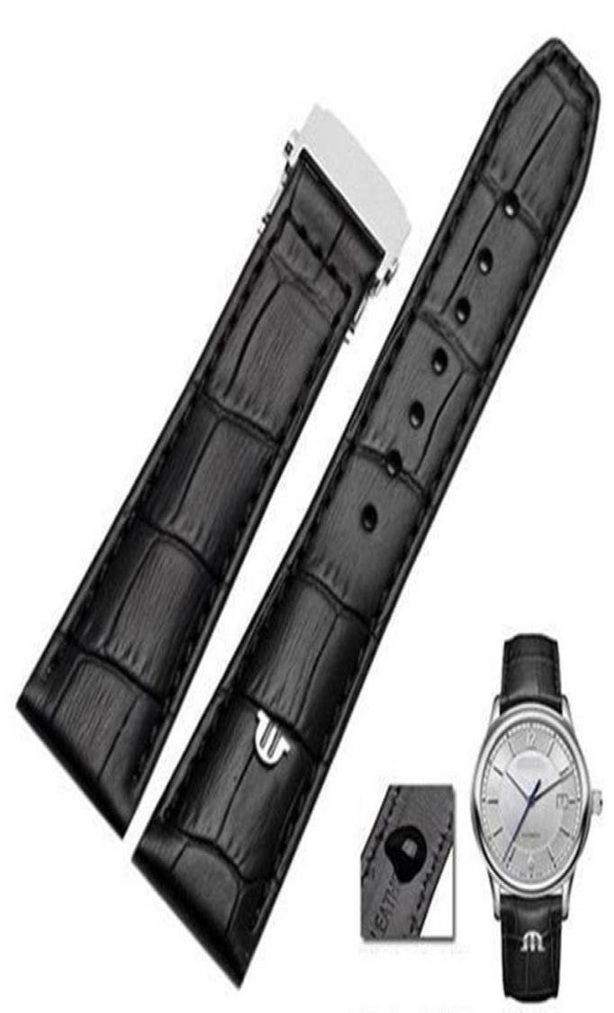 Watch Bands TOP Genuine Leather Watchband For MAURICE LACROIX Watches Strap Black Brown 20mm 22mm With Folding Buckle Bracelet