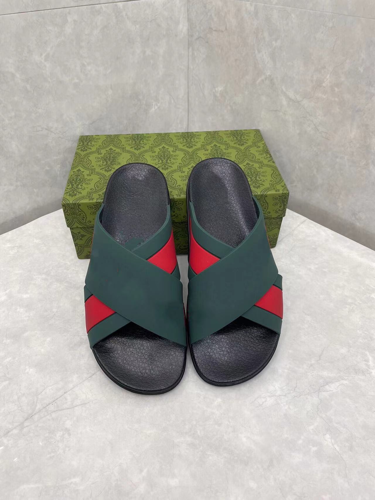 Men's Rubber Slippers Cross Strap 630326 Women Designer Flat Slides Unisex Fashion Summer Beach Scuffs 36-46 With Gift Box, Brown and red cross strap
Men's Rubber Slippers Cross Strap 630326 Women Designer Flat Slides Unisex Fashion Summer Beach Scuffs 36-46 With Gift Box, Brown and red cross strap