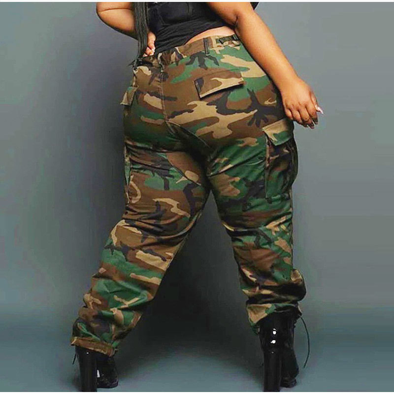 Women's Plus Size Jumpsuits Rompers Plus Size Pants XL5XL Joggers Sweat Pants for Women Sweatpants Loose Casual Camouflage Cargo Trouser 230325