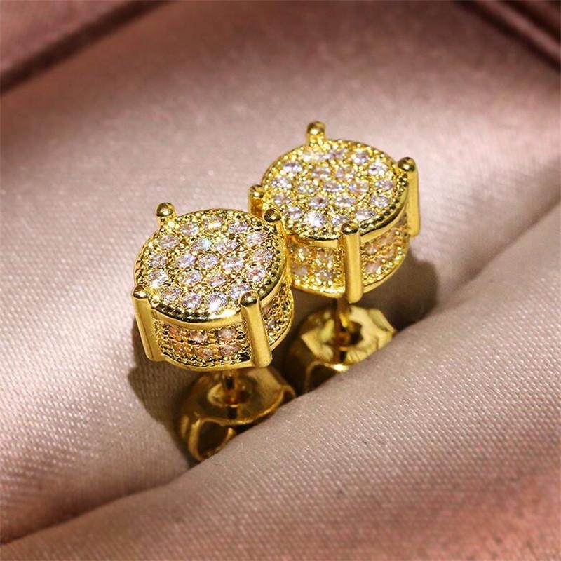 Stud Choucong Hip Hop Earring Vintage Jewelry 925 Sterling Silver Yellow Gold Fill Pave White Sapphire CZ Diamond Sparkling Women Men Earrings Lover w