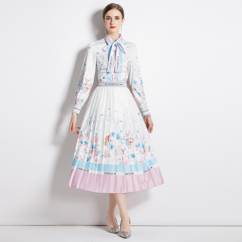2023 Designer Two Piece Dress Casual Sets Women Print Bow Tie Neck Tops and Pleated Skirts Graceful 2 Piece Midi Dresses Long Sleeve Holiday Party Trumpet Skirt Outfit, White
2023 Designer Two Piece Dress Casual Sets Women Print Bow Tie Neck Tops and Pleated Skirts Graceful 2 Piece Midi Dresses Long Sleeve Holiday Party Trumpet Skirt Outfit, White