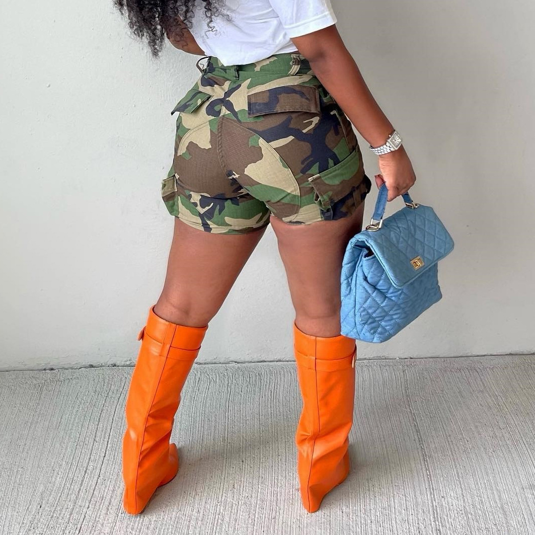 Women's Shorts Camo Shorts Cargo Pant High Waist Skinny Joggers Fall Clothes Women Camouflage Sweat Pocket Casual Pants Y2K Streetwear 230325