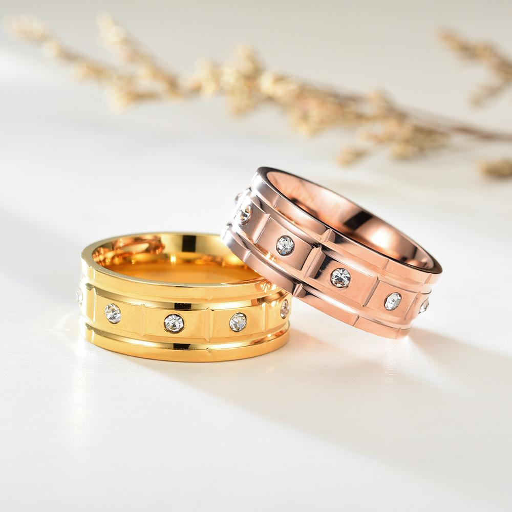 Elegant 18K Real Gold Plated Stainless Steel Band Ring for Men Women Tatinum Steel Austrian Crystal Ring Wedding Jewelry Nice Gift No Fade Color