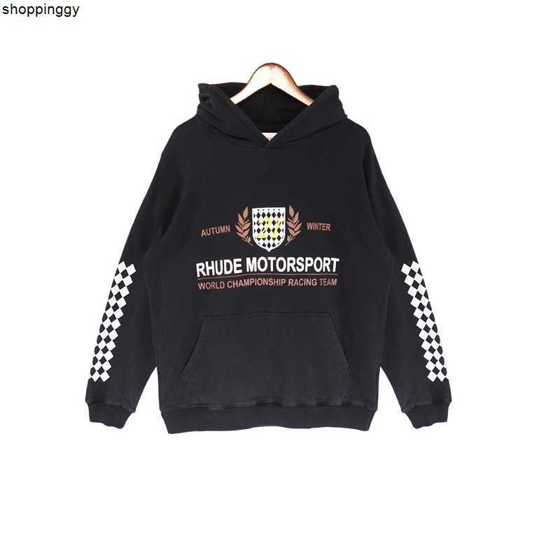 Hoodies Sweatshirts Rhude High Street Fashion Brand Motorsport Letter Printing American Popular Heavy Washing, Black 
Hoodies Sweatshirts Rhude High Street Fashion Brand Motorsport Letter Printing American Popular Heavy Washing, Black