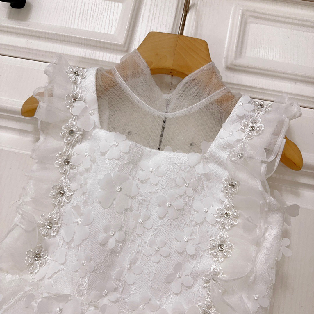 Kids Girl's Dresses Summer white wedding dresses Fashion Children girl Party Princess Dress flowers clothing