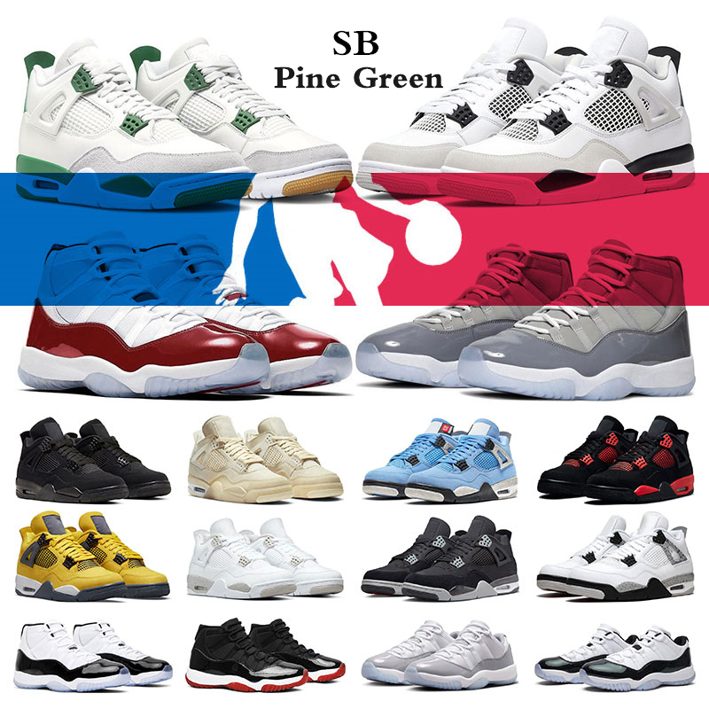 4s Men Basketball Shoes 4 SB Pine Green Military Black Cat Jumpman 11 Mens Sneakers 11s Cherry Cement Grey Cactus Jack Bred Outdoor Women Trainers, 35 40-47
4s Men Basketball Shoes 4 SB Pine Green Military Black Cat Jumpman 11 Mens Sneakers 11s Cherry Cement Grey Cactus Jack Bred Outdoor Women Trainers, 35 40-47