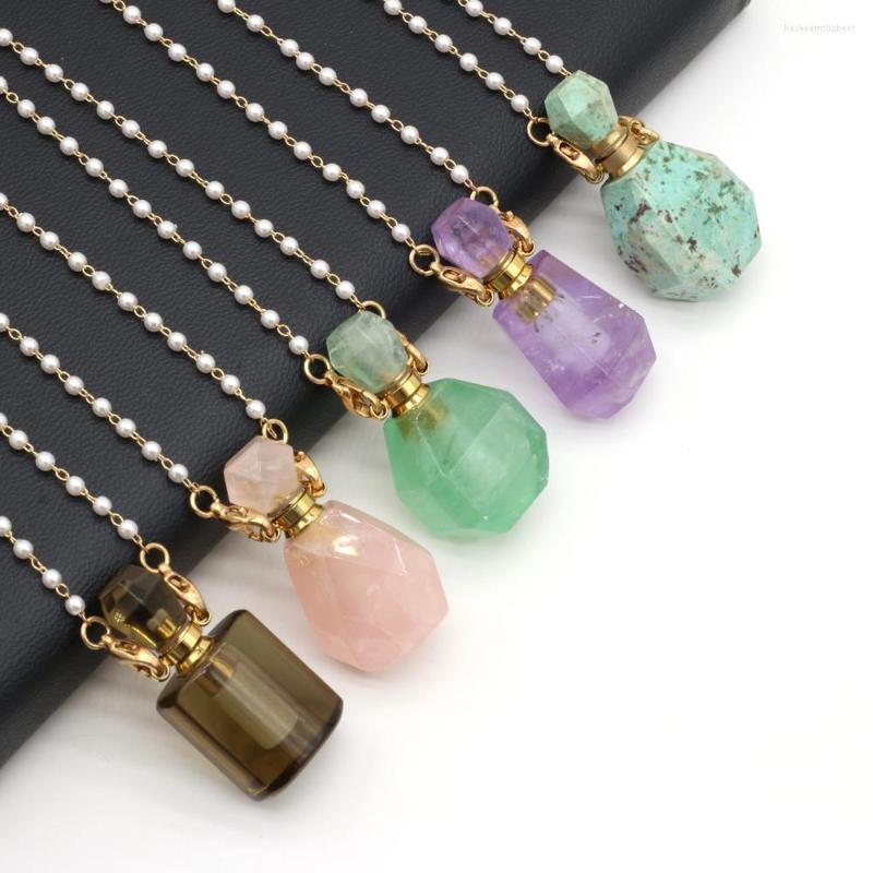 Pendant Necklaces Natural Semi-precious Stone White Crystal Essential Oil Diffuser Perfume Bottle DIY Charm Necklace Jewelry 
Pendant Necklaces Natural Semi-precious Stone White Crystal Essential Oil Diffuser Perfume Bottle DIY Charm Necklace Jewelry