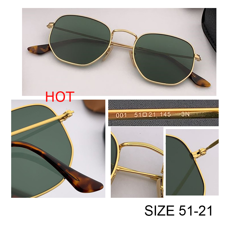 top quality Brand Designer hexagonal Sunglass Driving square Sun glasses For women flat lens UV400 protection Male Goggle Gafas sunglass lens 51mm with retail box