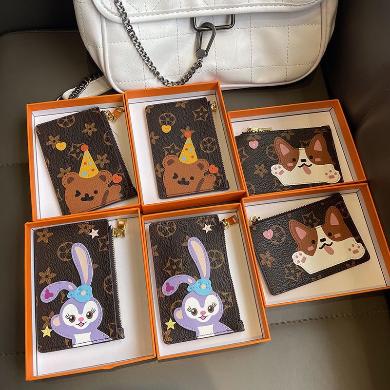 Luxurys Designers Wallets Old Flower Men's and Women's Fashion Card Bag Zero Wallet Cartoon Card Bag