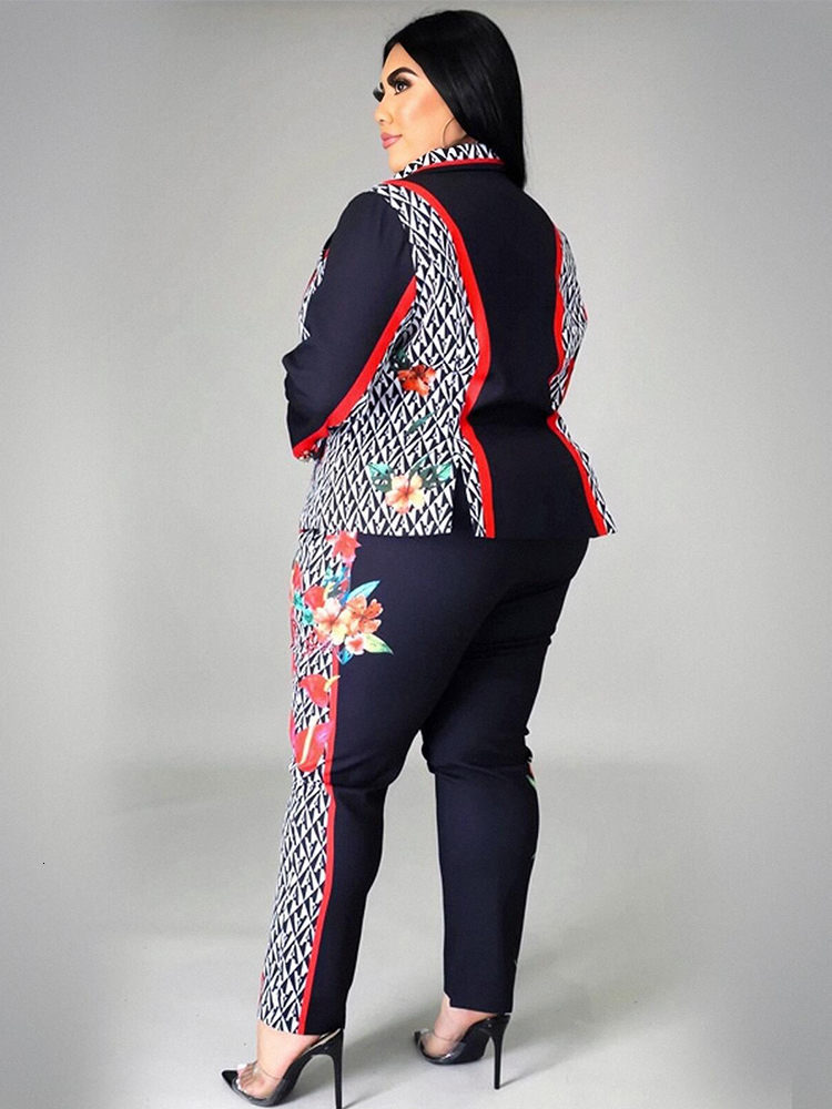 Women's Two Piece Pants Plus Size Women Clothing Two Piece Set Top and Pants Elegant Ladies Office Long Sleeve Blazer Suit Bulk Items Wholesale L