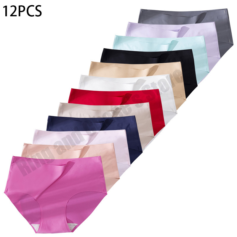Women's Panties 12PCS Lce silk Seamless Underwear Women's Panties Sexy Comfortable Breathable Lowwaist Briefs Plus size Elastic Lingerie 230