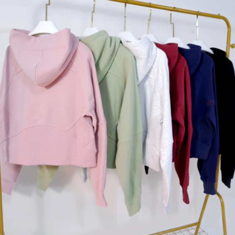 Women's Yoga Hoodie Oversized Full-Zip Hoodie Waist Length Jackets Sweatshirts Soft Thumbholes Leisure Yoga Coat