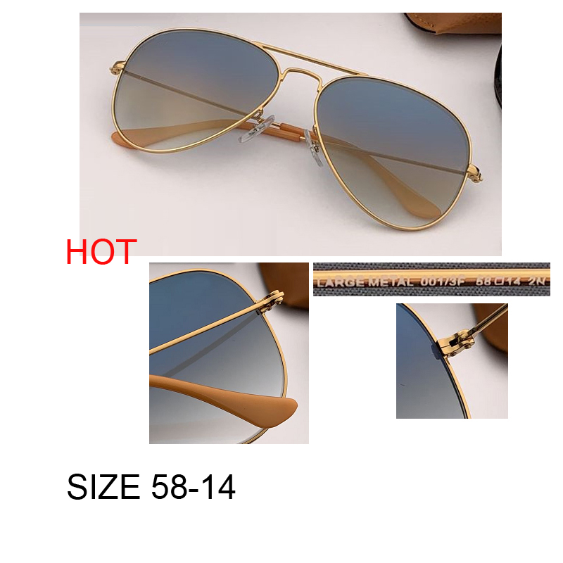 Vintage brand designer aviation Classic Sunglass Women Men gradient Eyeglasses Street best quality 58 55 62 glass lens glass Oculos De Sol UV400 gafas with box