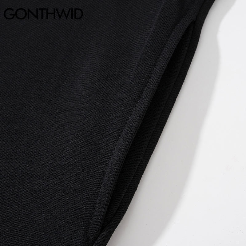 Men's Hoodies Sweatshirts GONTHWID Hip Hop Hoodie Sweatshirt Streetwear Earth Skeleton Print Punk Gothic Hooded Winter Harajuku Cotton Pullover B