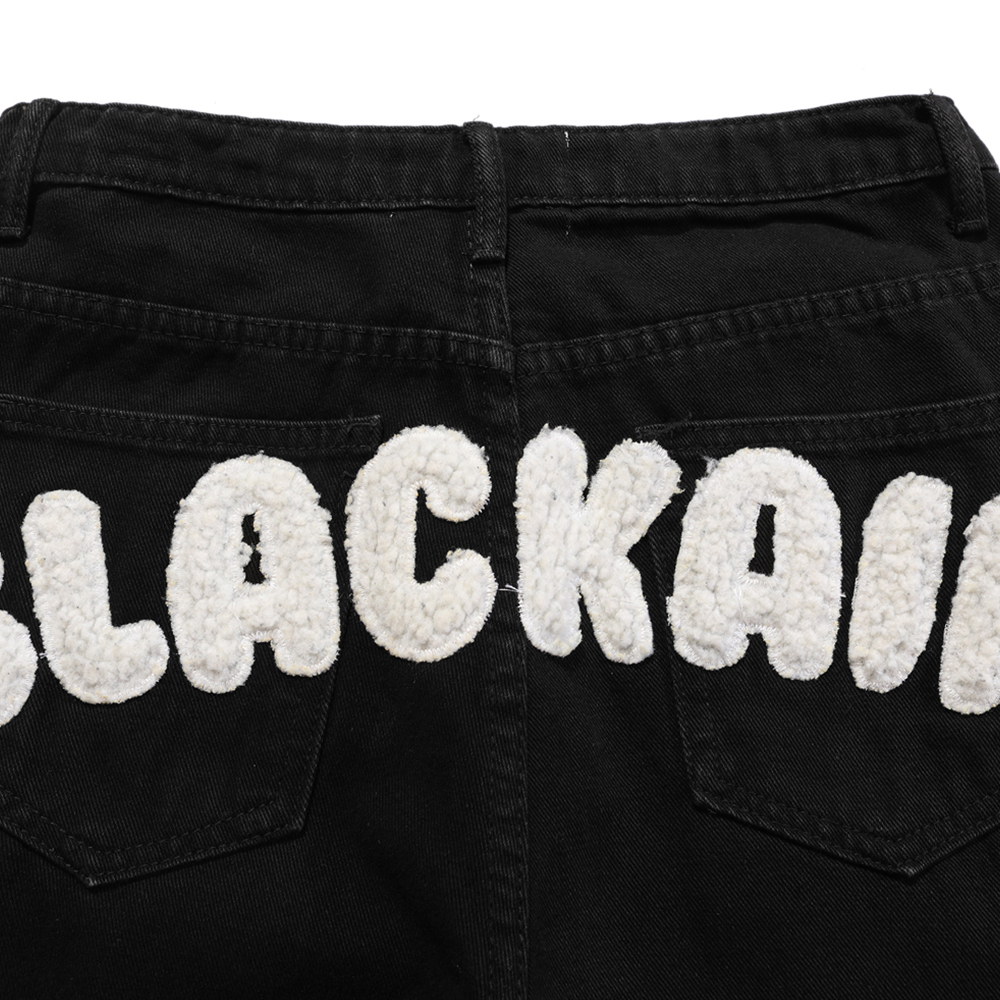 Women's Jeans Furry Skull Letter Star Patches Denim Pants Winter Spring High Street Punk Goth Gothic Jeans Women Trousers Couple Streetwear 23032