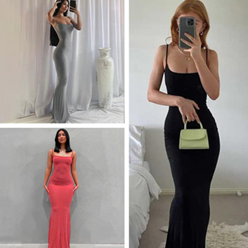 Womens Dreses Woman Skims Suspenders Solid Color Bodycon Sexy Dress Casual Slim Sling Home Female Skirts