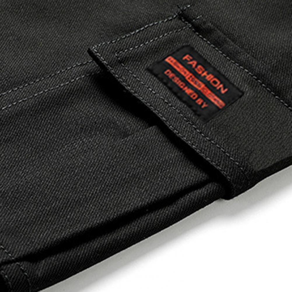 Men's Pants Men Pants Solid Color Multi Pockets Drawstring Plush Lining Cold Proof Autumn Winter Thicken Ankle Tied Cargo Pants for Working 23032