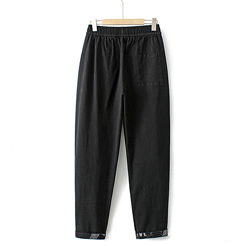 Women's Plus Size Pants 5XL Jeans Clothing Loose Printed Button Pockets Washed High Waist Stretch Denim Harem 230325